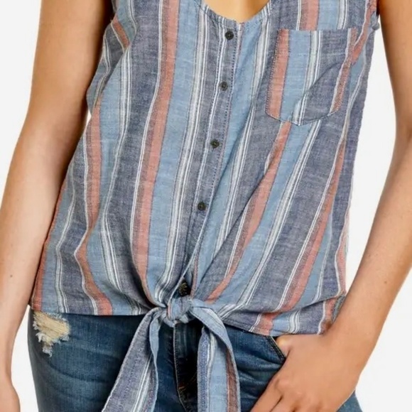 AG Cynthia Tie Front Tank, Striped, Blue Fig Multi, Small NWT - Picture 4 of 14